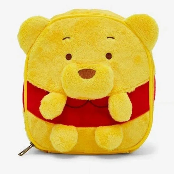 Disney Winnie The Pooh Plush Figural cosmetic Lunch Bag by Bioworld fuzzy NWT - Picture 2 of 4